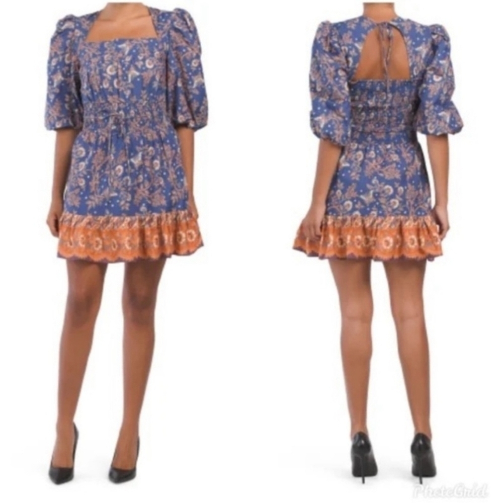 NWT HOUSE of HARLOW 1960 Revolve Nastassia Blue Balloon Sleeve Mini Dress XL